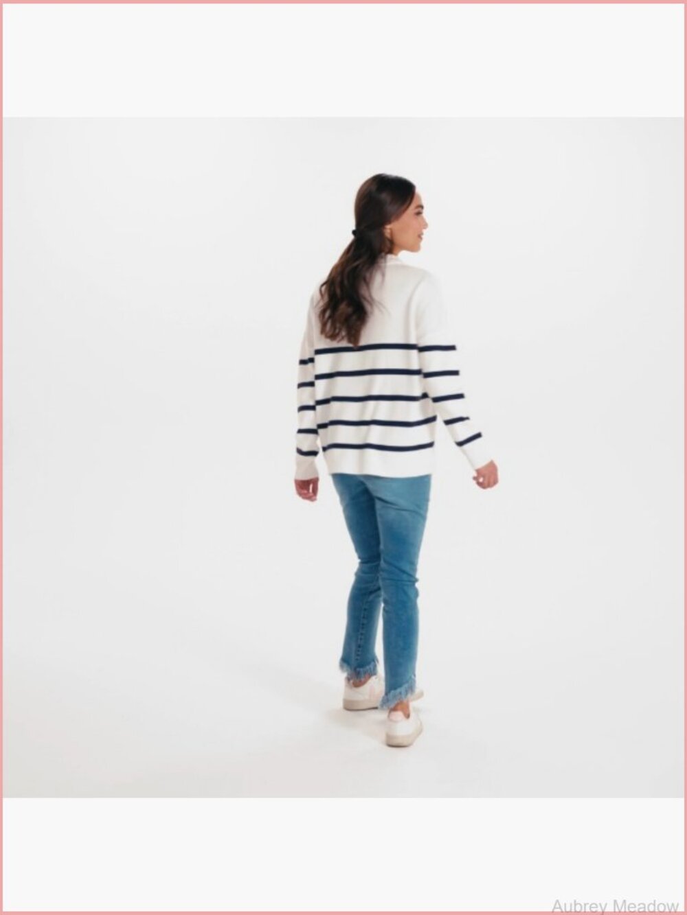 Three-quarter zip neck striped pullover sweater - Picture 5 of 5